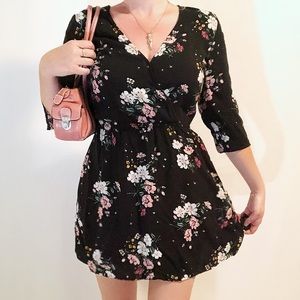 H&M DIVIDED black floral mini dress